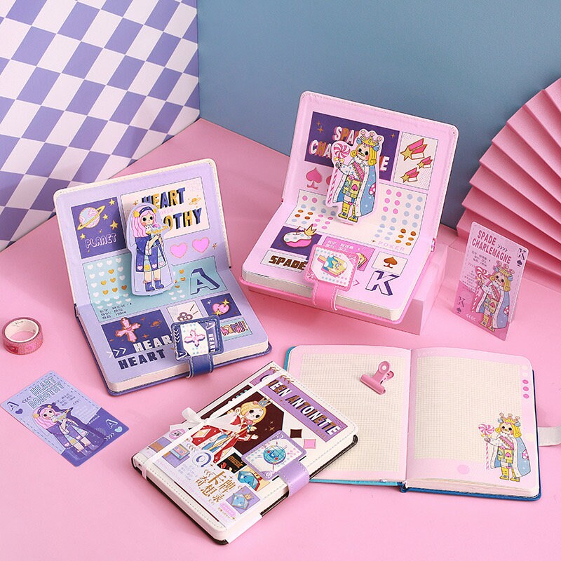 Poker Fantasy Journal With Designed Card Bookmark- Soft Leather Cover Planner- A5 magnetic buckle  notebooks  - Bullet Journal with lines