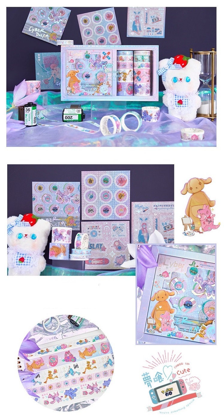 Fairy Tale Girls Washi Tape Set with Stickers for Bullet Journal and Planner - Christmas Gift - Birthday Gift - Craft and DIY