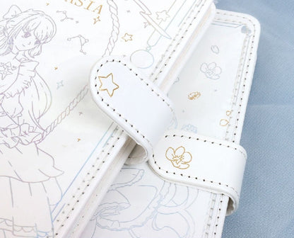 Anime Girl Journal - Soft Leather Cover Planner- 216 Pages A5 magnetic buckle notebooks - Bullet Journal with lines or dots-Notebook