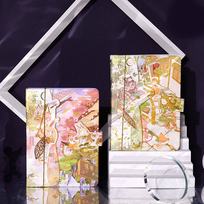 Anime World Notebook with Metal Bookmark and 3D Page -224 Pages A5 Magnetic Buckle Hard Cover - Bullet Journal DIY Planner