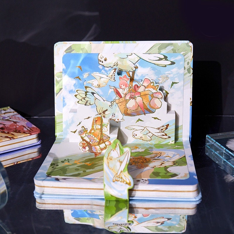 Anime World Notebook with Metal Bookmark and 3D Page -224 Pages A5 Magnetic Buckle Hard Cover - Bullet Journal DIY Planner