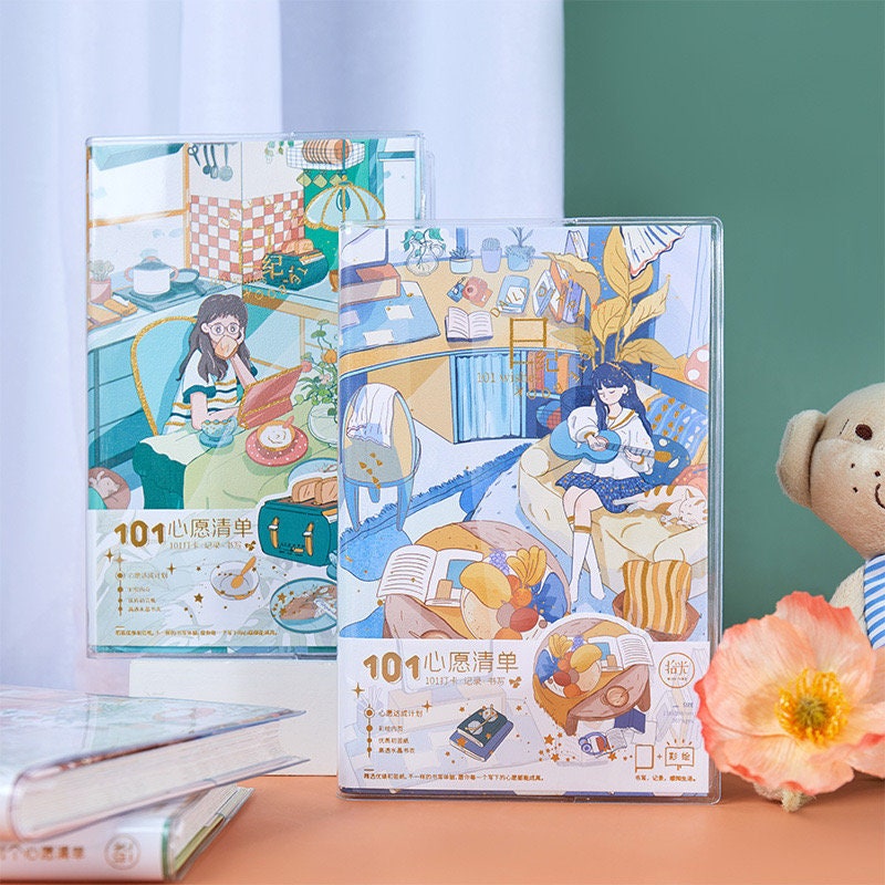 Summer Day Journal with Crystal Transparent Cover - 192 Pages A5 Diary Cute Notebooks - Bullet Journal DIY Planner