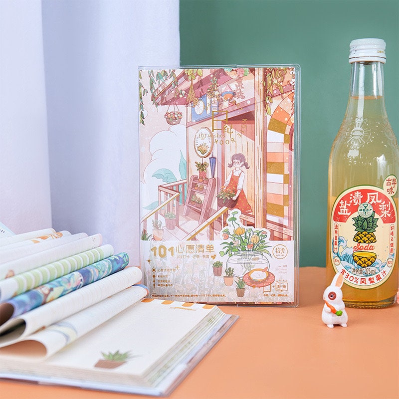 Summer Day Journal with Crystal Transparent Cover - 192 Pages A5 Diary Cute Notebooks - Bullet Journal DIY Planner