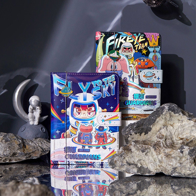 The Milky Way Guardians Notebook with Bookmark and 3D Page -224 Pages A5 magnetic Buckle Soft Leather Cover - Space Bullet Journal