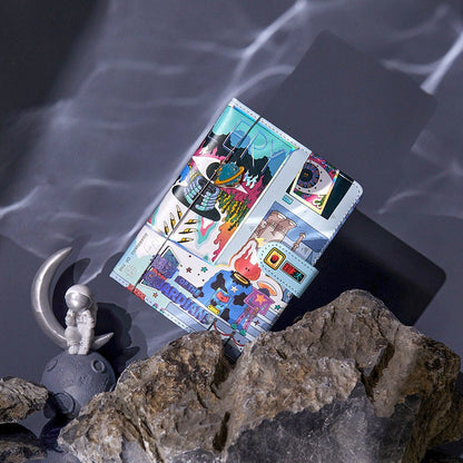 The Milky Way Guardians Notebook with Bookmark and 3D Page -224 Pages A5 magnetic Buckle Soft Leather Cover - Space Bullet Journal