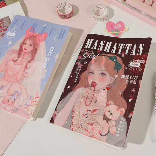 Fashion Girl Notebook with Magazine Style Cover - B5 80 Pages with Lines - Hone Deco Magazine Journal Planner - Craft DIY Stationery