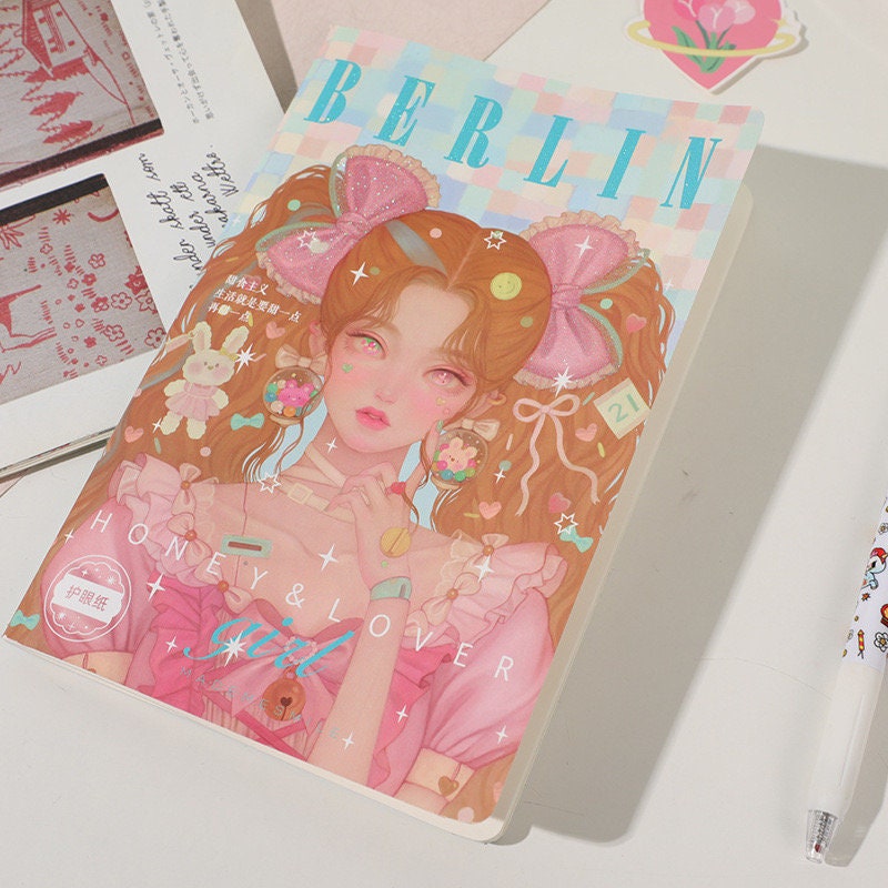 Fashion Girl Notebook with Magazine Style Cover - B5 80 Pages with Lines - Hone Deco Magazine Journal Planner - Craft DIY Stationery
