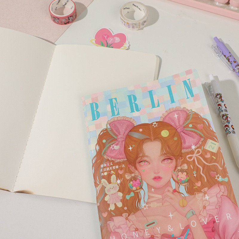Fashion Girl Notebook with Magazine Style Cover - B5 80 Pages with Lines - Hone Deco Magazine Journal Planner - Craft DIY Stationery