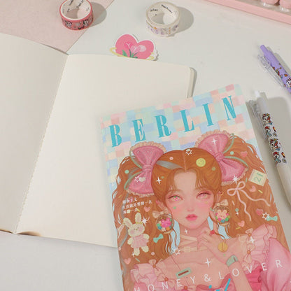 Fashion Girl Notebook with Magazine Style Cover - B5 80 Pages with Lines - Hone Deco Magazine Journal Planner - Craft DIY Stationery