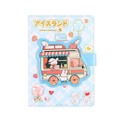 Ice Cream Van Journal with Designed Buckle - Soft Leather Cover Planner- 224 Pages A5 magnetic Buckle Notebooks - Bullet Journal