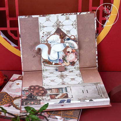 Rose Tea Party Notebook with Bookmark and 3D Page - 160 Pages A5 Magnetic Buckle Hard Cover - Bullet Journal DIY Planner