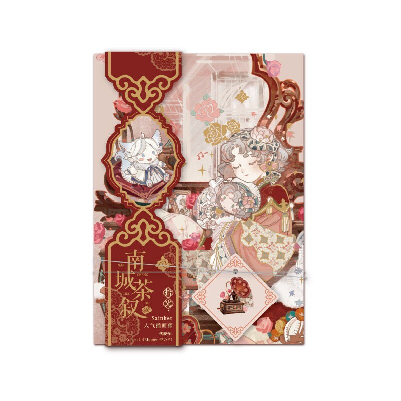 Rose Tea Party Notebook with Bookmark and 3D Page - 160 Pages A5 Magnetic Buckle Hard Cover - Bullet Journal DIY Planner