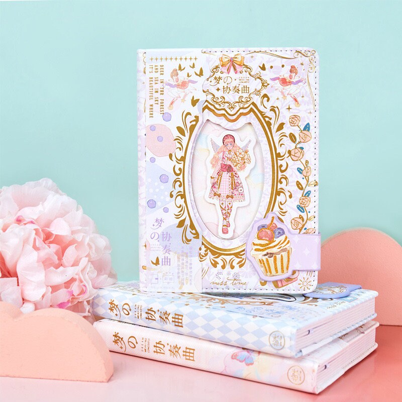 Dream Concerto Journal - 224 Pages Cute Hard Cover Planner- A5 Magnetic Buckle Notebooks  - Bullet Journal with lines or dots- Cute Notebook