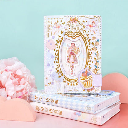 Dream Concerto Journal - 224 Pages Cute Hard Cover Planner- A5 Magnetic Buckle Notebooks  - Bullet Journal with lines or dots- Cute Notebook