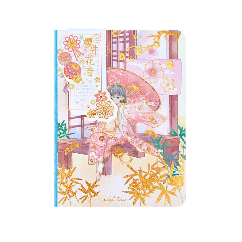Cute Japanese Girl Journal - 224 Pages Hard Cover - A6 Pocket notebooks - Bullet Journal