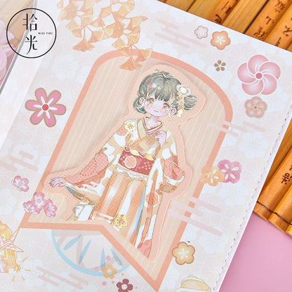 Cherry Blossom Girl Notebook with Bookmark -224 Pages A5 Magnetic Buckle Hard Cover - Bullet Journal DIY Planner