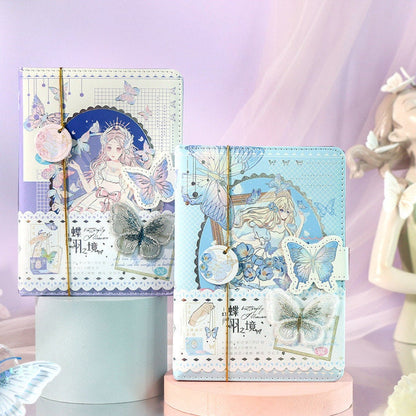 Butterfly Fairyland Journal with Bookmark and 3D Page - Soft Leather Cover Planner- 224 Pages A5 magnetic Buckle Notebooks - Bullet Journal