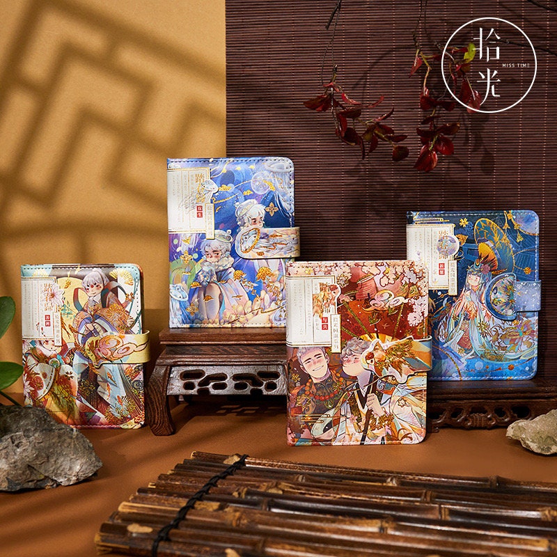 Anime Boy Journal with Gold Foil Cover and Designed Buckle - 224 Pages Soft Leather Cover - A6 magnetic buckle - Bullet Journal