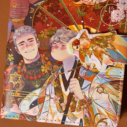 Anime Boy Journal with Gold Foil Cover and Designed Buckle - 224 Pages Soft Leather Cover - A6 magnetic buckle - Bullet Journal