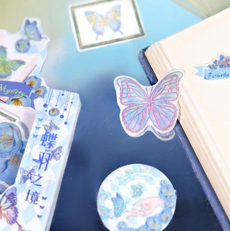 40 Cute Gold Foil Stickers Set with 20 Different Designs- Butterfly Mystery Stickers for Planner, Bullet Journal, Decoration, Craft DIY