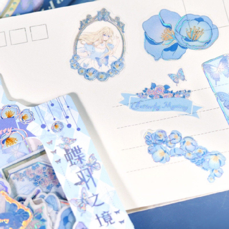 40 Cute Gold Foil Stickers Set with 20 Different Designs- Butterfly Mystery Stickers for Planner, Bullet Journal, Decoration, Craft DIY