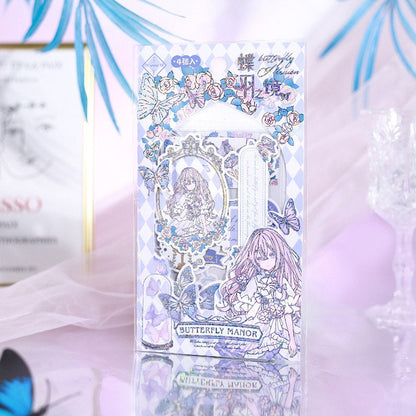 28 Cute Gold Foil Stickers Set with 7 Different Designs- Butterfly Manor Stickers for Planner, Bullet Journal, Decoration, Craft DIY