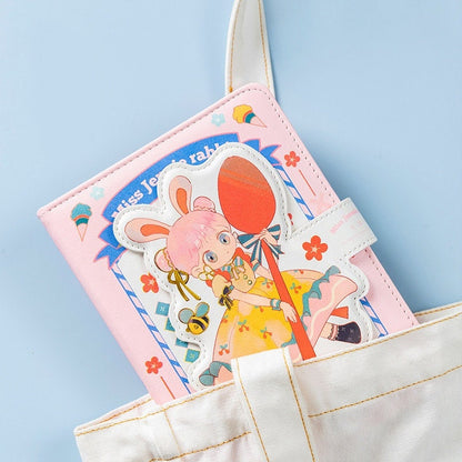 Miss Jennie Rabbit Journal with Designed Buckle - Soft Leather Cover Planner- 224 Pages A5 magnetic Buckle Notebooks - Bullet Journal