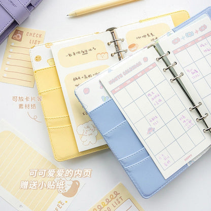 Loose Leaf Planner with Stickers - A5 160 Pages Notebook with PVC Cover  - Pocket Buckle Notebooks  - Planner with Colorful Page