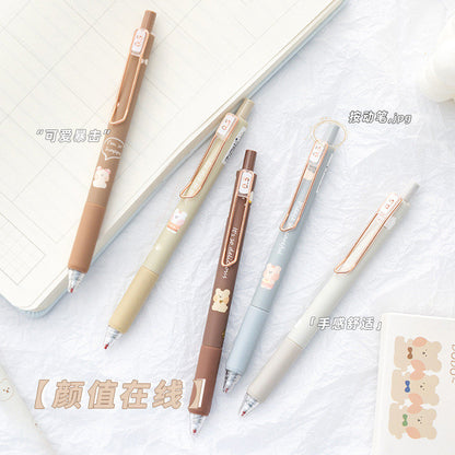 Kawaii  Black Ink Gel Pen 0.5mm Micro Point - 6 Pens Set - Cute Animal Gel Pen - Black Ink - Office Pen - Student Stationery Office Supplier