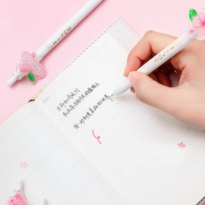 Kawaii Cherry Blossom Black Ink Gel Pen 0.5mm Micro Point - 6 Pens Set - Cute Gel Pen - Office Pen - Student Stationery Office Supplier