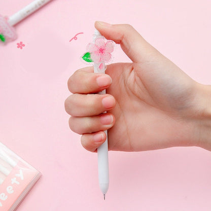Kawaii Cherry Blossom Black Ink Gel Pen 0.5mm Micro Point - 6 Pens Set - Cute Gel Pen - Office Pen - Student Stationery Office Supplier