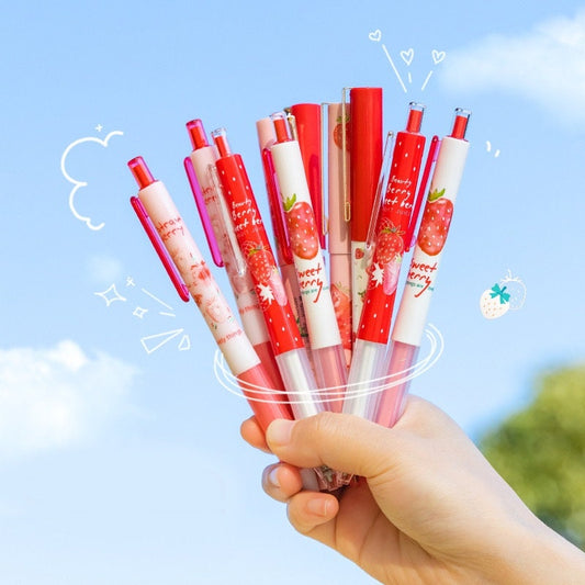 Strawberry Black Ink Gel Pen 0.5mm Micro Point - One Pen in a Pack -  Kawaii Cute Gel Pen - Office Pen - Student Stationery Office Supplier