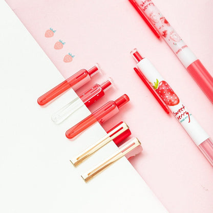 Strawberry Black Ink Gel Pen 0.5mm Micro Point - One Pen in a Pack -  Kawaii Cute Gel Pen - Office Pen - Student Stationery Office Supplier
