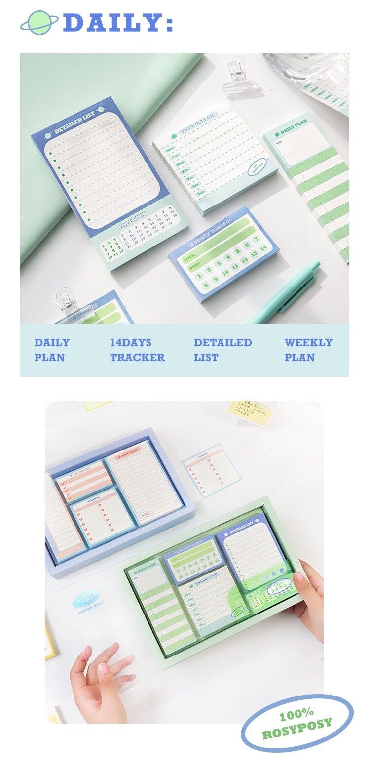 Good Life Sticky Notes Set Planner - 320 Post Notes for Daily Plan, Weekly Plan, Task List, Calendar - Craft and DIY