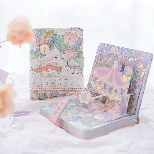 The Waltz of Mori Notebook with Daisy Metal Bookmark -224 Pages A5 magnetic buckle Fairy Soft Leather Cover - Bullet Journal DIY Planner