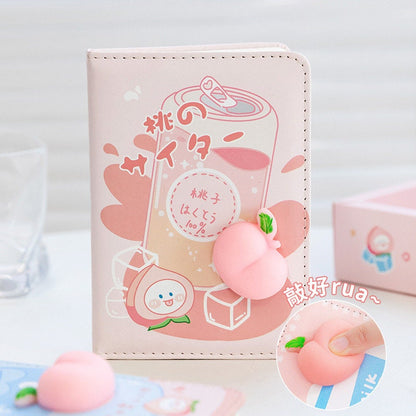 Cute Peach Planner with Soft Decompressed Silicone Peach- Soft Leather Cover - 224 Pages - A6 notebooks  - Bullet Journal