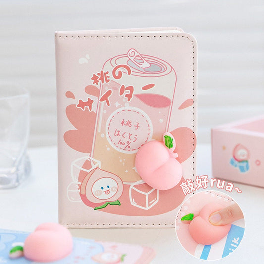Cute Peach Planner with Soft Decompressed Silicone Peach- Soft Leather Cover - 224 Pages - A6 notebooks  - Bullet Journal