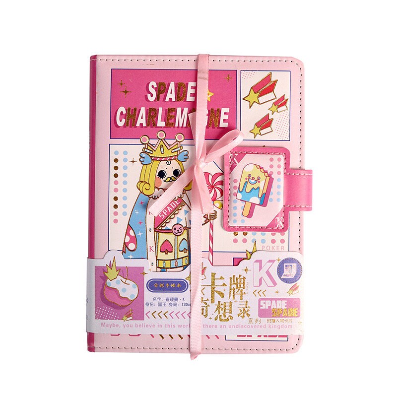 Poker Fantasy Journal With Designed Card Bookmark- Soft Leather Cover Planner- A5 magnetic buckle  notebooks  - Bullet Journal with lines