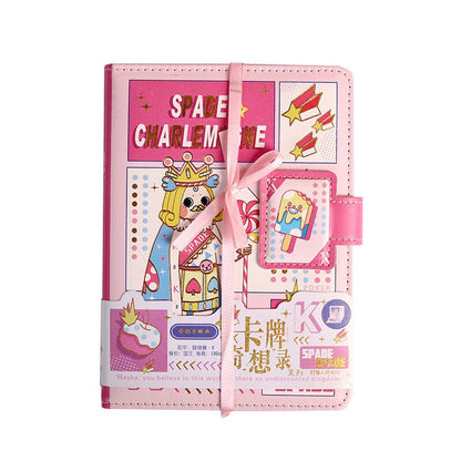 Poker Fantasy Journal With Designed Card Bookmark- Soft Leather Cover Planner- A5 magnetic buckle  notebooks  - Bullet Journal with lines