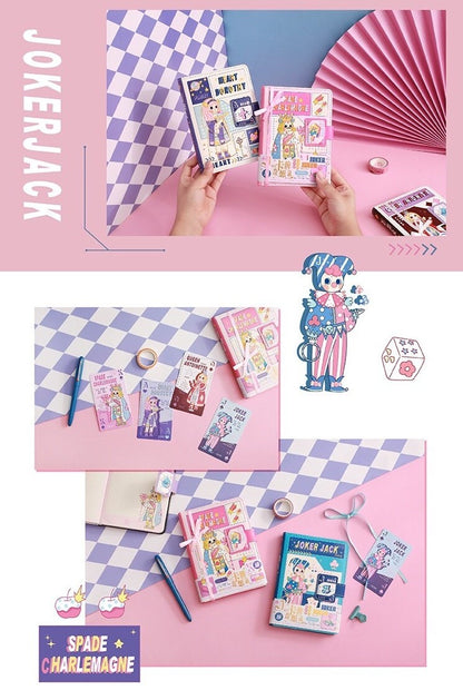 Poker Fantasy Journal With Designed Card Bookmark- Soft Leather Cover Planner- A5 magnetic buckle  notebooks  - Bullet Journal with lines