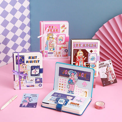 Poker Fantasy Journal With Designed Card Bookmark- Soft Leather Cover Planner- A5 magnetic buckle  notebooks  - Bullet Journal with lines