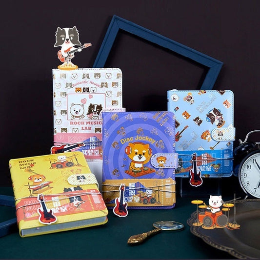 Rock Music Lab Notebook with Bookmark and 3D Page -224 Pages A5 magnetic buckle Fairy Soft Leather Cover - Bullet Journal DIY Planner