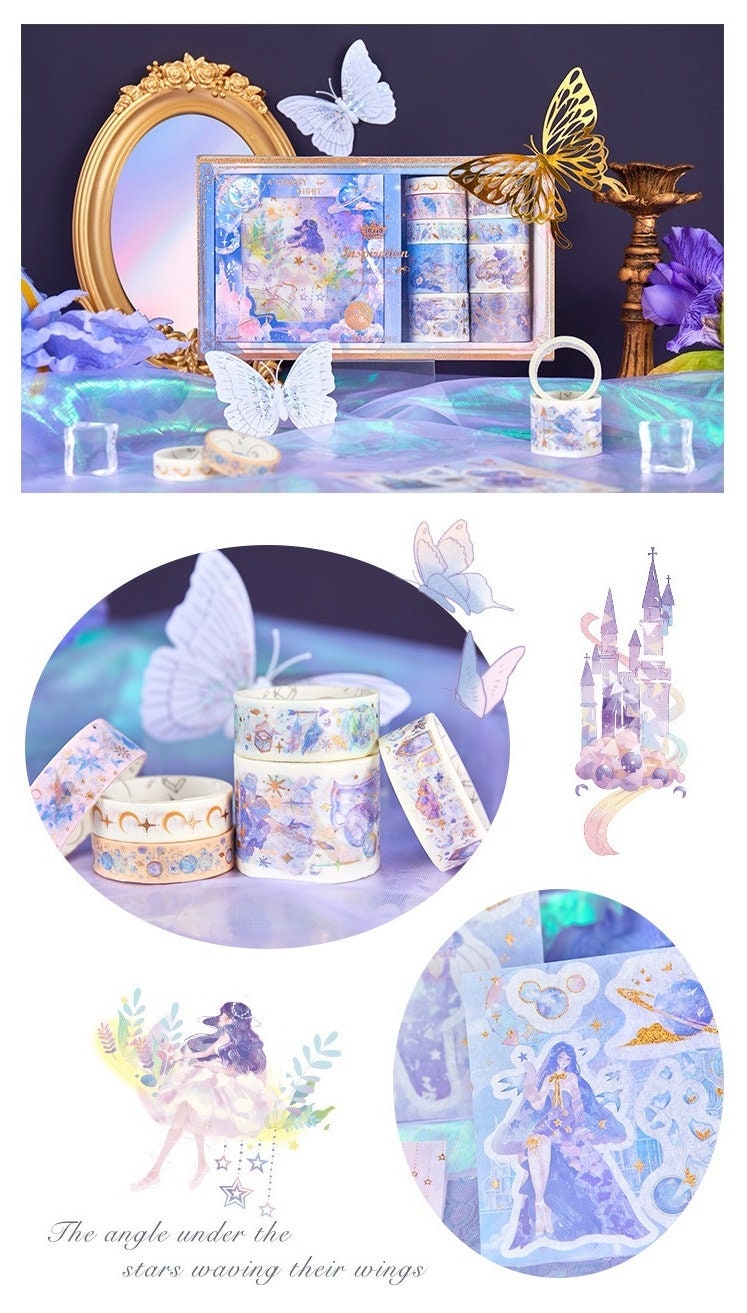 Fairy Tale Girls Washi Tape Set with Stickers for Bullet Journal and Planner - Christmas Gift - Birthday Gift - Craft and DIY
