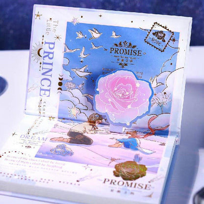 Little Prince Promise Notebook with Metal Bookmark and 3D Page -196 Pages A5 Notebooks with hard Cover - Bullet Journal DIY