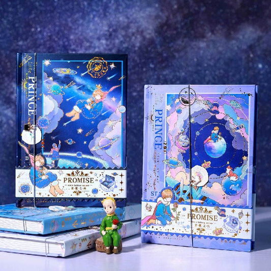 Little Prince Promise Notebook with Metal Bookmark and 3D Page -196 Pages A5 Notebooks with hard Cover - Bullet Journal DIY