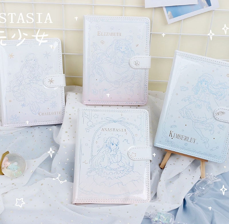 Anime Girl Journal - Soft Leather Cover Planner- 216 Pages A5 magnetic buckle notebooks - Bullet Journal with lines or dots-Notebook