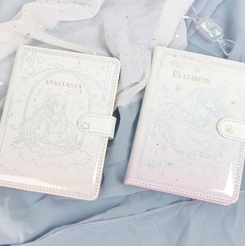 Anime Girl Journal - Soft Leather Cover Planner- 216 Pages A5 magnetic buckle notebooks - Bullet Journal with lines or dots-Notebook