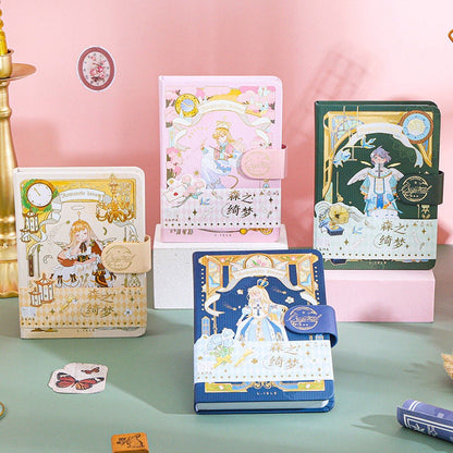 Romantic Dream Journal - 224 Pages Hard Cover with Gold Foil - Cute Pattern - A6 magnetic buckle cute notebooks - Bullet Journal