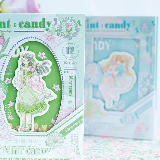 Mint Candy Notebook with Bookmark -196 Pages A5 Magnetic Buckle Notebooks with hard Cover - Fashion Cute Girl Fairy Tale Bullet Journal DIY