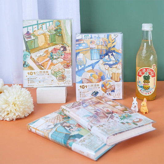 Summer Day Journal with Crystal Transparent Cover - 192 Pages A5 Diary Cute Notebooks - Bullet Journal DIY Planner